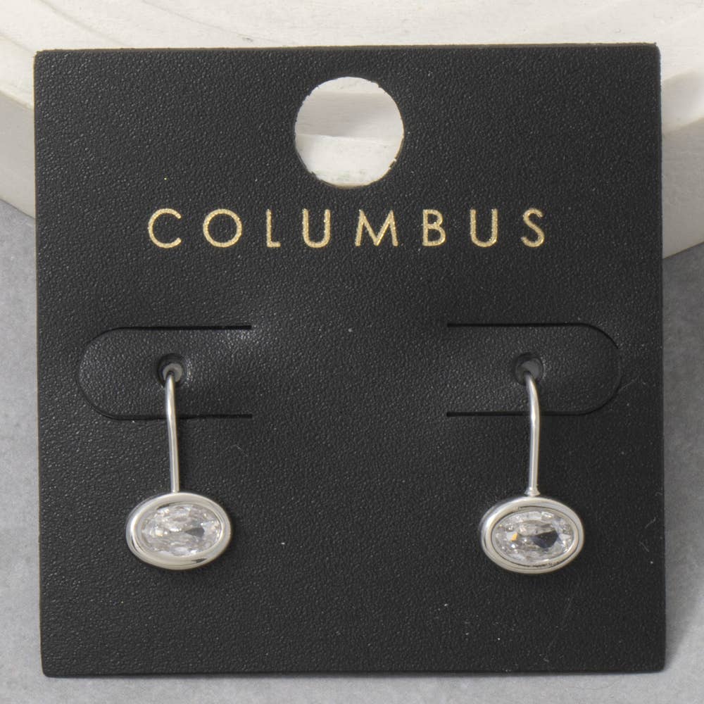 Oval Bezel Earrings- Silver